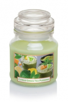 BARTEK СВЕЧИ Ароматизированная свеча в баночке Citrus Green Tea Pudding  130 гр