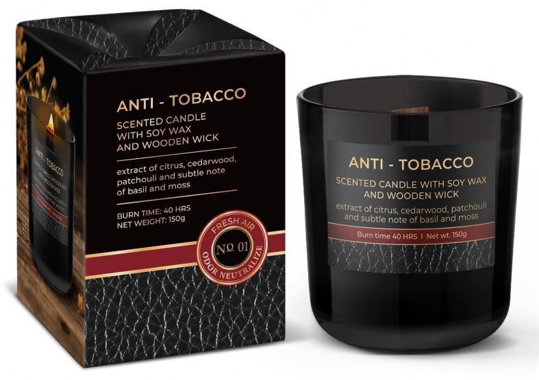 BARTEK СВЕЧИ Антитабак с деревянным фитилем 150гр (Anti Tabacco)