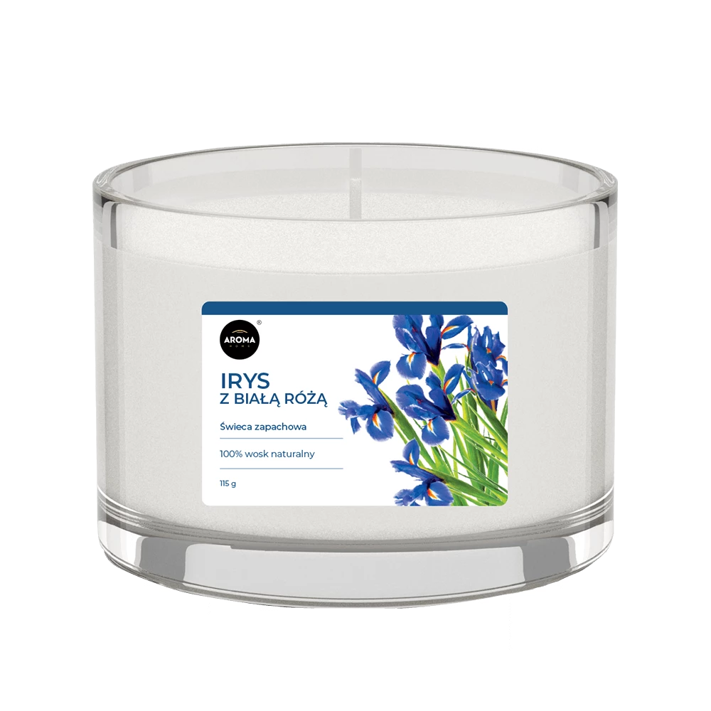 Aroma home BASIC LINE CANDLE  115g Iris with a white rose